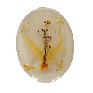 Vintage 60's/70's Lucite Trivet Pressed Flowers Sparrow Footed Base Tray